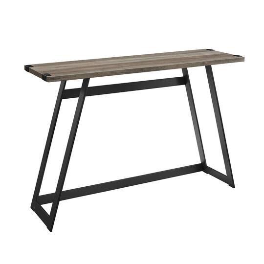 Walker Edison Gray Wash Faux Wrap Modern Industrial Entry Table